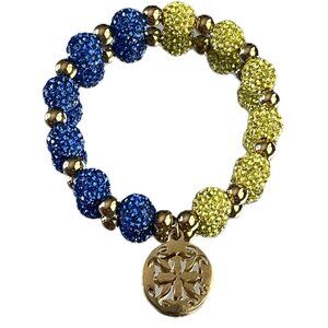 Rustic Cuff Metal Stainless Steel Shambala Beaded Stretch Bracelet multicolor